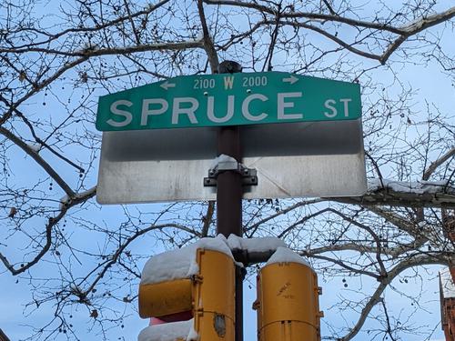 Spruce street sign